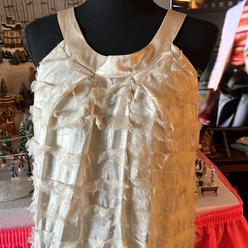Beige cream silk dress Size SM - Picture 4 of 5
